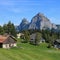 Village Stoss in summer and mount Mythen