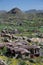 Village under Pinnacle Peak with McDowell Mountain range in the