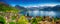 Village Weggis and lake Lucerne surrounded by Swiss Alps