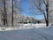 Village winter landscape, clear day.