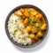 Villagecore Curry On White Background - Low Resolution Aerial View