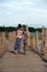 Villagers bike trailers on U-bein Bridge,Myanmar.