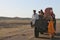 Villagers getting into a tractor Rajasthan India