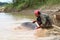 Villagers panning gold