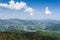 Villages located in the valleys. Panorama of the Gorce Mountains.