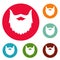 Villainous beard icons circle set