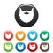 Villainous beard icons set color vector