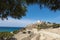 Villajoyosa, Spain. Panoramic view to Villajoyosa with tower Torre de Malladeta and Mediterranean Sea. La Vila Joiosa is