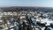 Villanova University Campus aerial from drone looking north bound from Lancaster Avenue in winter time with fresh snow