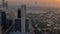 Villas in Zabeel district with skyscrapers on a background aerial timelapse in Dubai, UAE