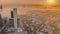 Villas in Zabeel district with skyscrapers on a background aerial timelapse in Dubai, UAE