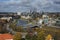 Vilnius capital of Lithuania general view of the city center o office buildings river sunny day a blue sky