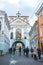 Vilnius, Lietuva - 04.01.2019: Ausros gate gate of dawn with basilica of Madonna Ostrobramska in Vilnius