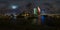 VILNIUS, LITHIUANIA - NOVEMBER 2019: full seamless spherical hdri night panorama 360 degrees angle view area of modern skyscrapers