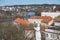 VILNIUS, LITHUANIA . Aerial view at Vilnius. Panorama of Vilnius: Neris river, old town and other objects.