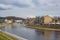 VILNIUS, LITHUANIA - April 11, 2019 : View from the Mindaugas bridge on river