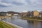 VILNIUS, LITHUANIA - April 11, 2019 : View from the Mindaugas bridge on river