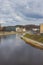 VILNIUS, LITHUANIA - April 11, 2019 : View from the Mindaugas bridge on river