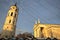 VILNIUS, LITHUANIA: The Belfry Cathedral Clock Tower and the Cathedral at Cathedral Square