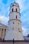 VILNIUS, LITHUANIA - DECEMBER 26, 2018: View of the old Vilnius Cathedral Belfry. It was a part of ancient defensive castle wall