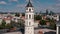 VILNIUS, LITHUANIA - JULY, 2019: Aerial view of the Bell tower - tower lower castle, on the cathedral square in Vilnius.