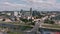 VILNIUS, LITHUANIA - JULY, 2019: Aerial view of the bridge over the Neris river near new industrial area of the city.