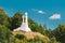 Vilnius, Lithuania. White Monument Three Crosses On Bleak Hill In Summer Sunny Day.