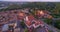 Vilnius Old Town Cathedral Square and Hill of Three Crosses in Background. Lithuania. Sunset Time Light