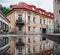 Vilnius Uzupis District and Buildings and Water Reflection. Lithuania.