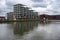 Vilvoorde, Flemish Brabant Region - Belgium - Contemporary apartment blocks reflecting in the water of the sea canal