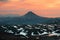 Vilyuchinsky volcano at sunrise. Kamchatka peninsula, Russia