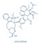 Vincrinstine cancer drug molecule vinca alkaloid class. Skeletal formula.