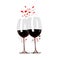 vine glasses valentine's clipart with hearts, hand drawn holiday illustration