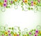 Vines Background for Spring Season with Realistic Colorful Flowers