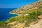 Vineyard and beach of Brac island coast