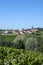 Vineyard landscape around the village of Saint-Verand in France in Beaujolais