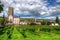 Vineyard near medieval castle fortress Boosenburg in Ruedesheim, Hessen, Germany