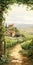 Vineyard Path: A Spectacular Watercolor Painting Of A Charming Winery