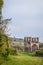 Vineyard and Tower of the Ancient Italian Walled City of Soave.