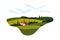 Vineyard wine grape hill farm banner concept sign. Romantic rural landscape in sunny day with villa, vineyard fields
