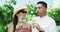 Vineyard, wine tasting and couple in nature drinking alcohol beverage in summer. Farm, adventure and young man and woman