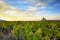 Vineyards and church of Saint Laurent d`Oingt at sunrise, Beaujo