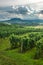 Vineyards with the Saint George Hill in Balaton Highlands, Hungary