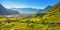 Vineyards view in Santa Maddalena Bolzano. Trentino Alto Adige Sud Tyrol, Italy