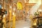 Vinnitsa,Ukraine - October 14,2018. Interior of the Orthodox church detail with candle and shrine and saint icon picture