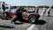 Vinnytsia, Ukraine - July 26, 2015: Rear wheels drag car parked in a park-service before the races of the Drag championship o