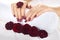 Vinous manicure with rose flowers. spa