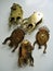 Vintage 1950s 8 day brass clock movements for parts.