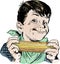 Vintage 1950s Boy Eating Corn