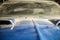 Vintage 1960s Blue Car Hood With Dusty Windshield